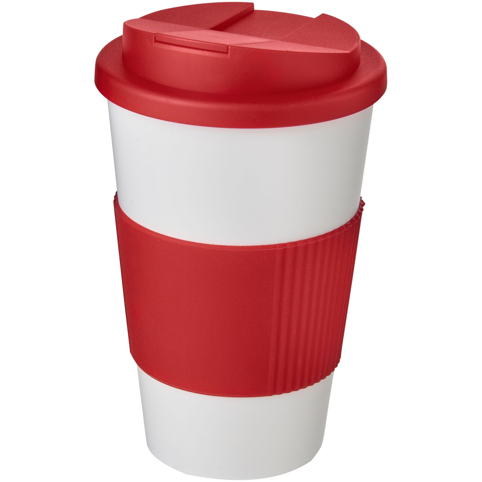 Americano 350 ml Isolierbecher mit Schutzring & auslaufsicherem Schraubverschluss - weiss -  rot-130