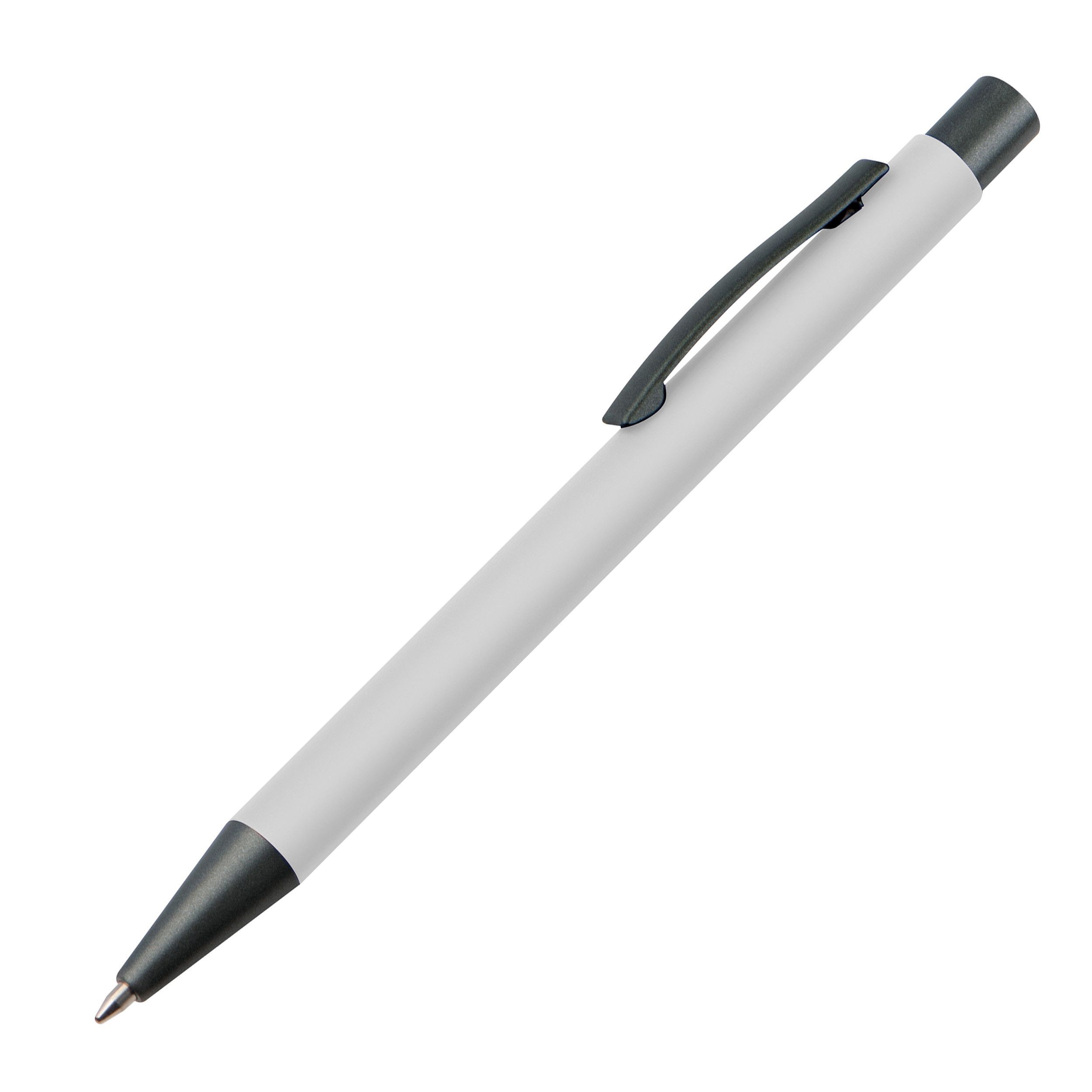 Matter Kugelschreiber mit Metallclip  - weiß-642