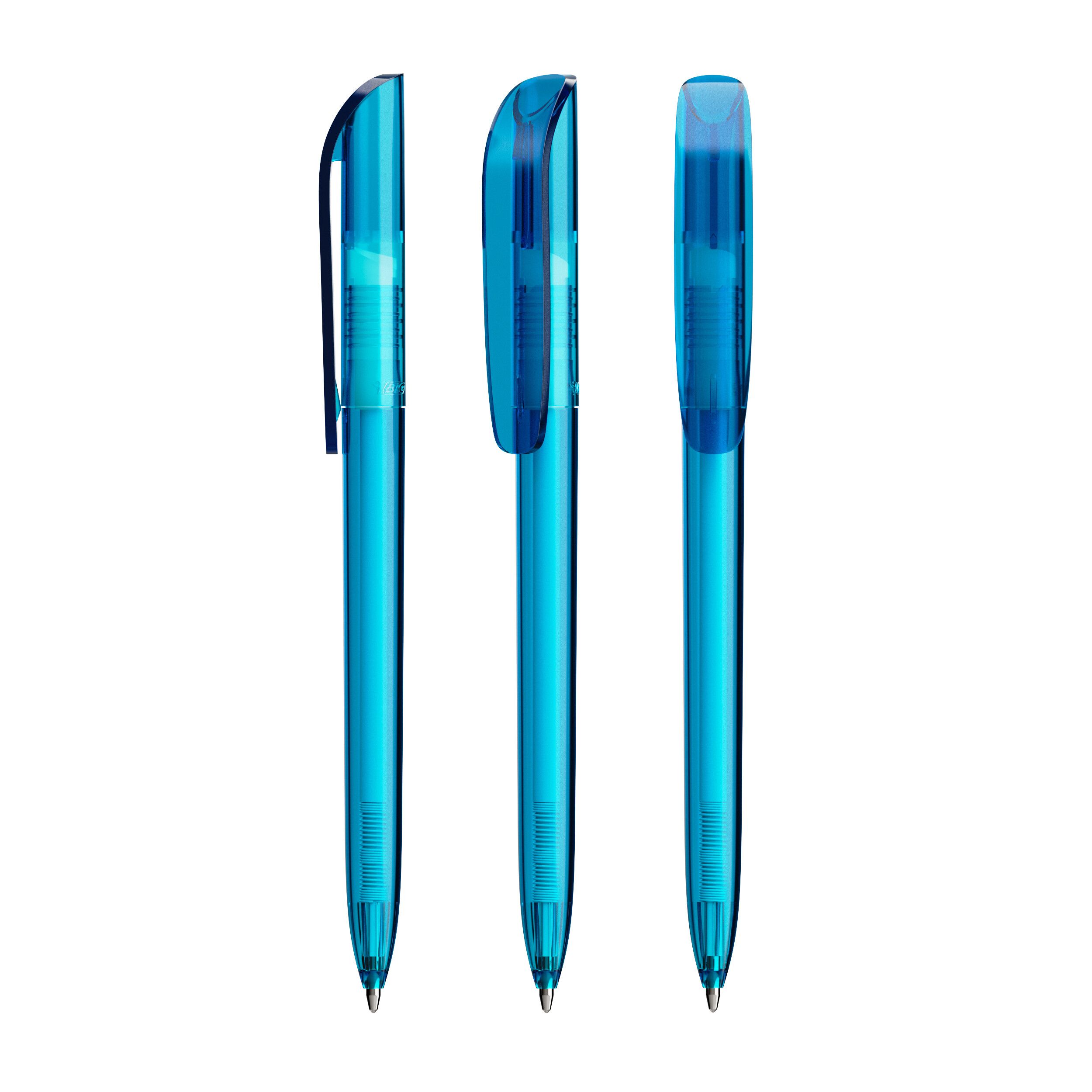 BIC® Super Clip Kugelschreiber, Mine blau - transparentes blau-92