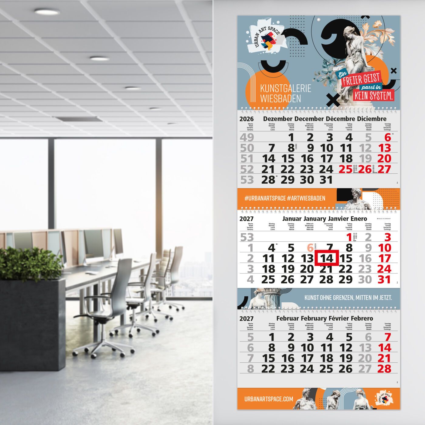 3-Monatskalender Mehrblock Maxi Wire-O 3-15