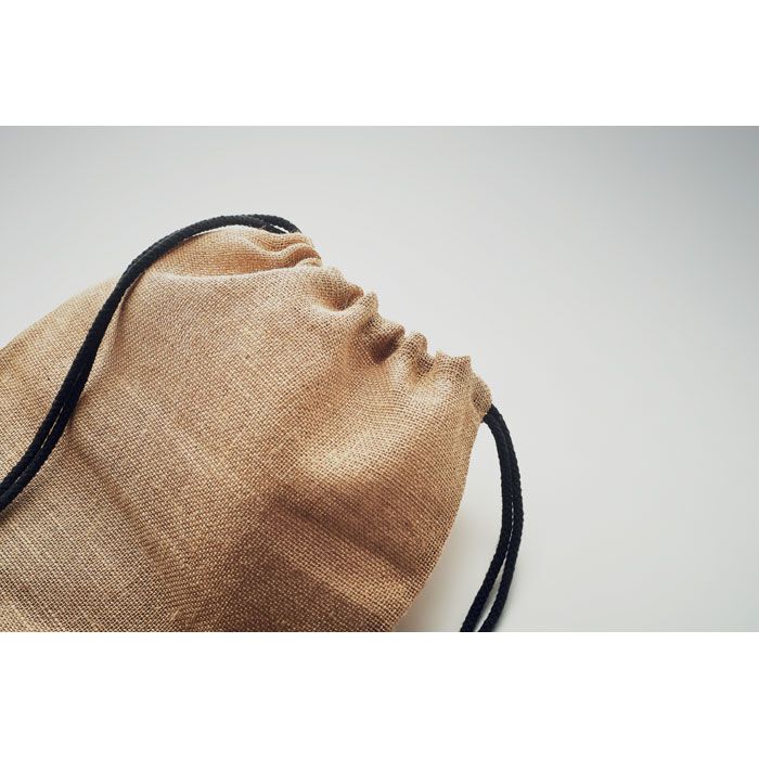 Jute Beutel mit Kordelzug FUKURO - schwarz-686