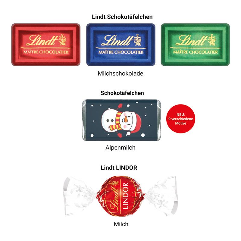 Geschenkbox Mini Tanne, Lindt Schokotäfelchen-283
