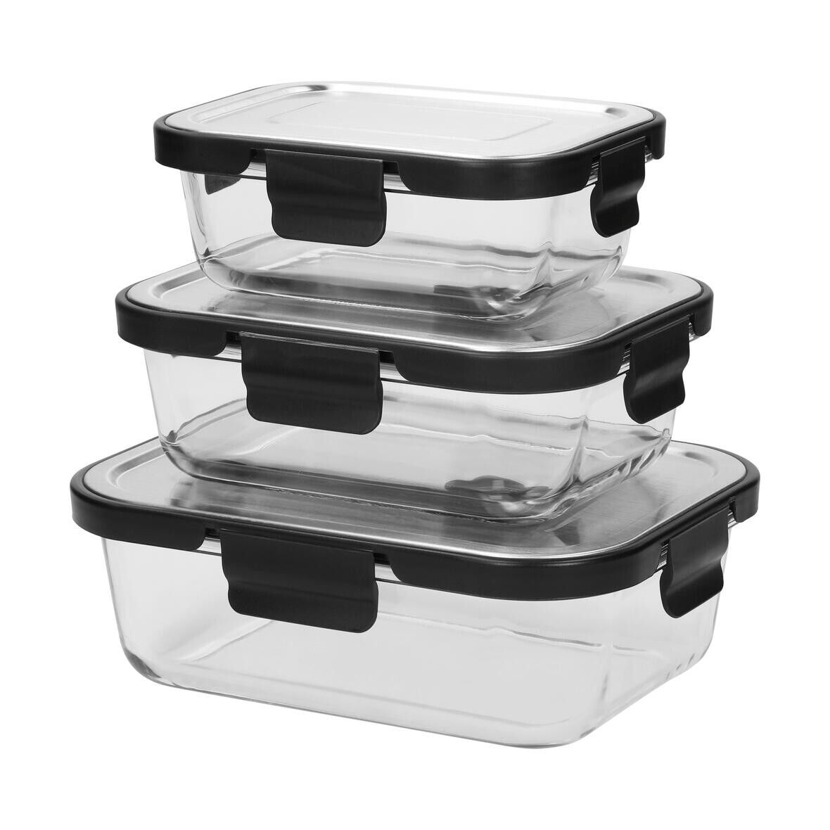 Glasbox LOKA, 1040 ml - schwarz - transparent-156