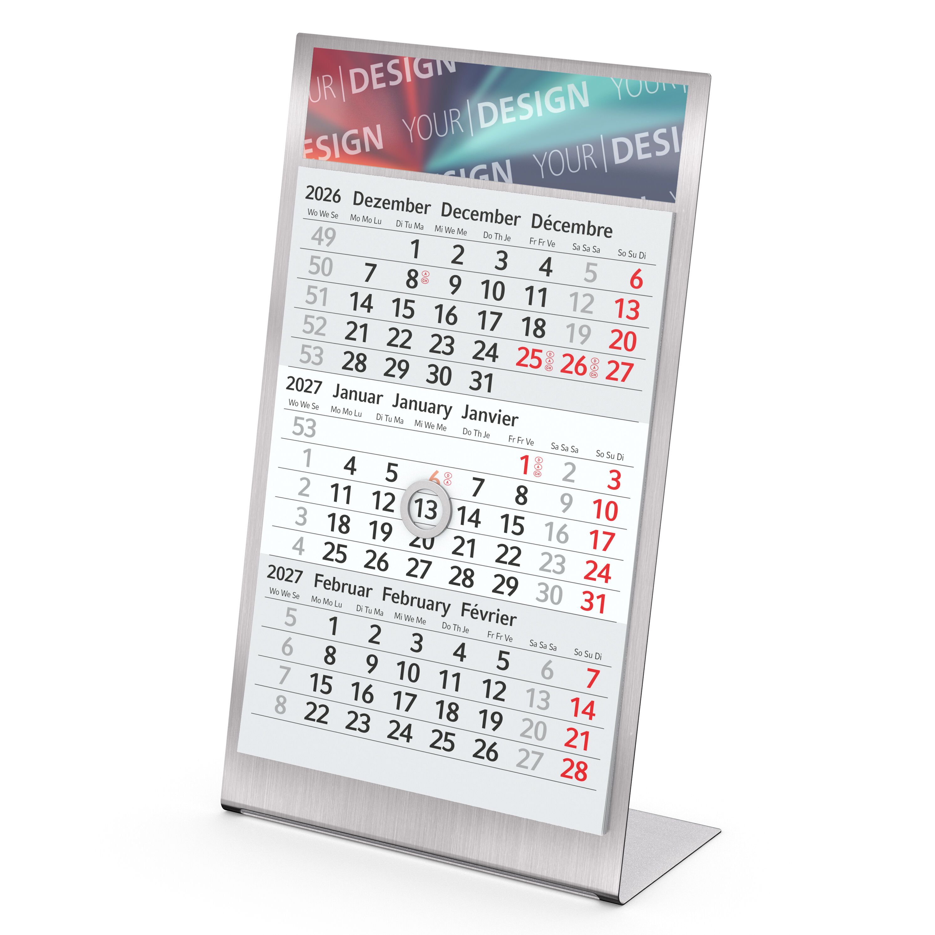 Tischkalender Desktop 3 Steel, 1 Jahr-164