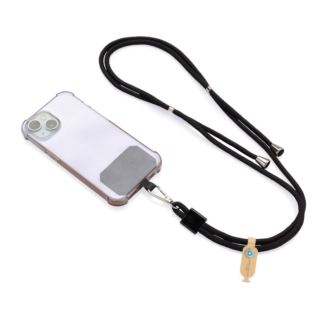 CarryLoop verstellbares Handyband aus RCS rec. PET - schwarz-928