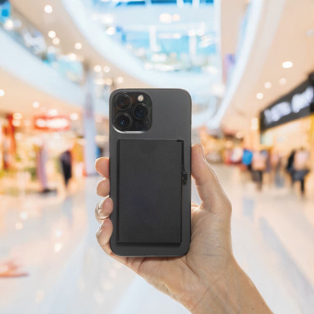 Magnetischer RFID-Kartenhalter aus Aluminium für Smartphones - schwarz-522