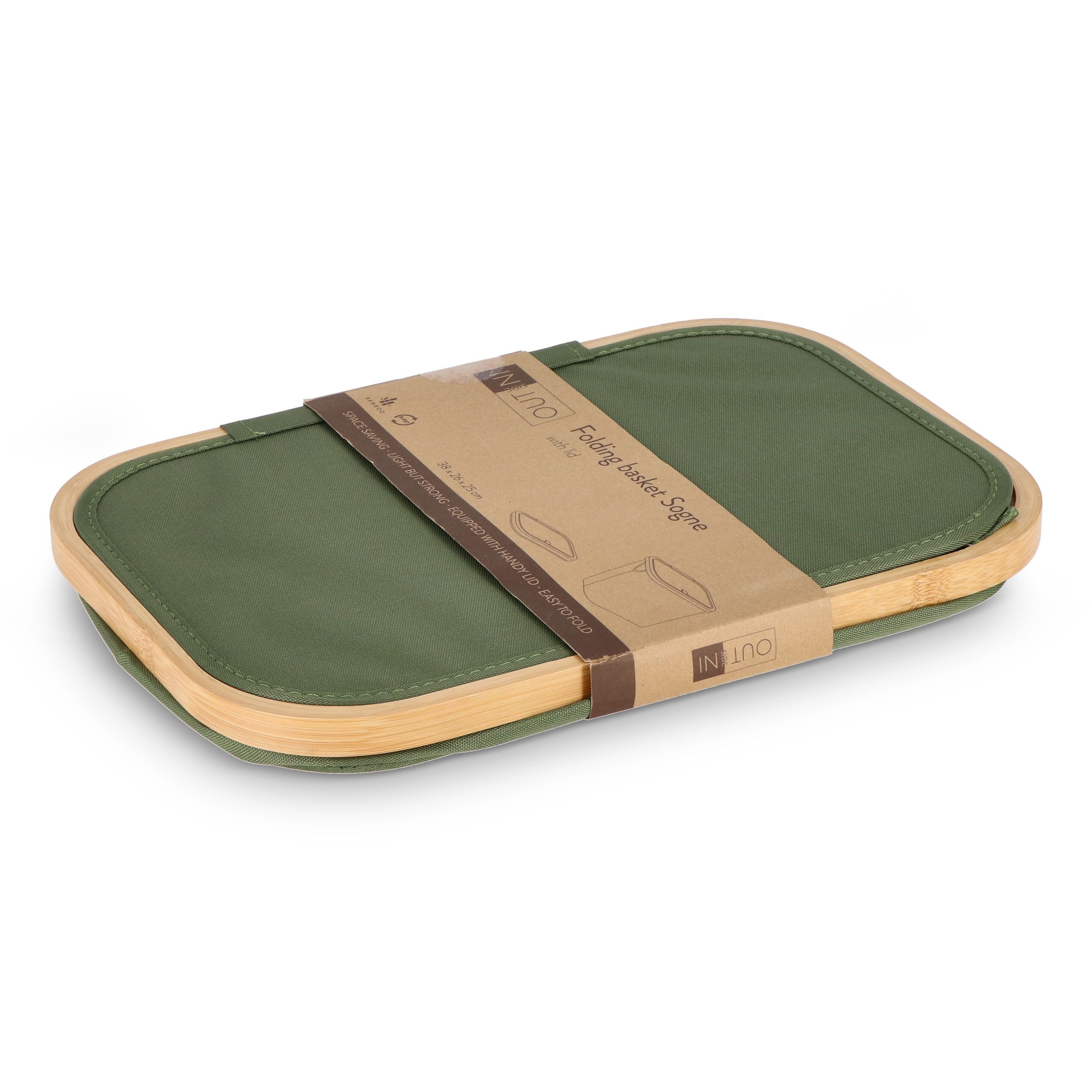 faltbarer Korb mit Deckel Sogne 38 x 26 x 25cm rPET - olivgrün-931
