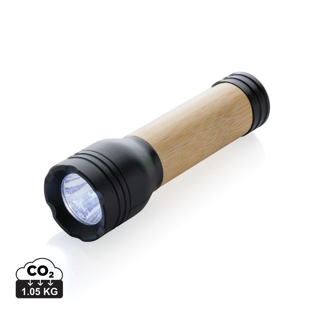 Lucid 1W Taschenlampe aus RCS recycelt. Kunststoff & Bambus - schwarz-483