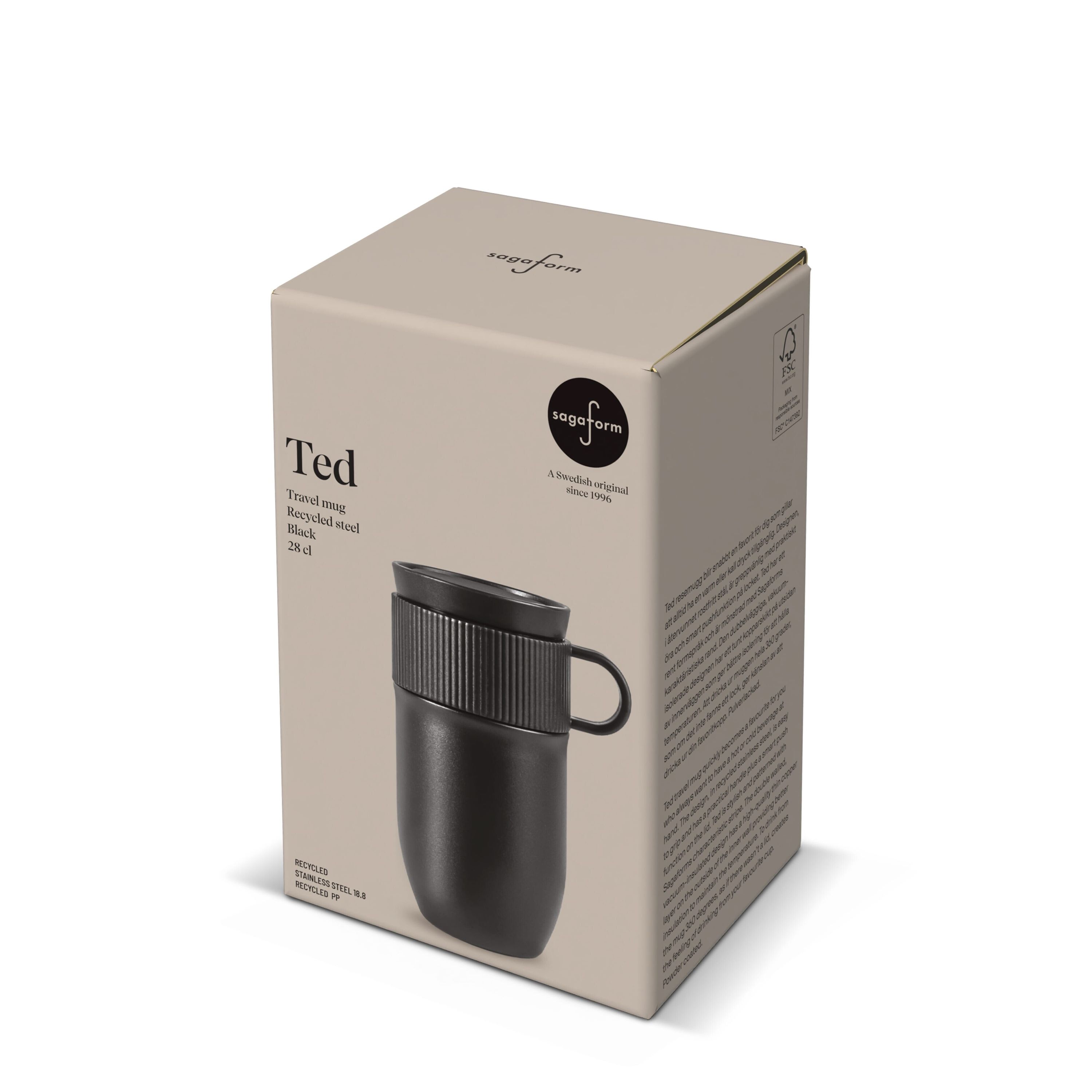 Sagaform Ted isolierter Becher, 280ml auslaufsicher und spülmaschinenfest - schwarz-605