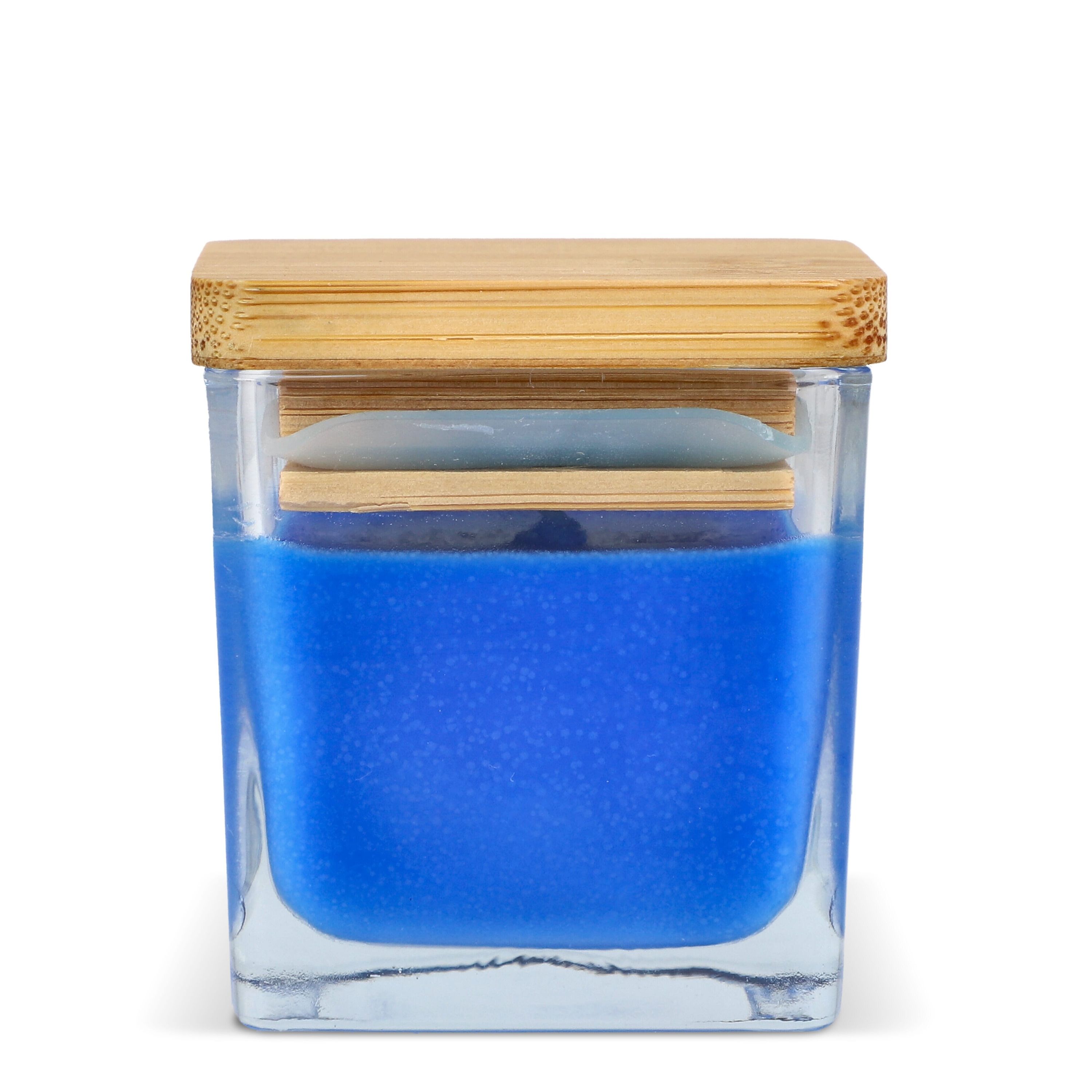 Chakra Kerze auf pflanzlicher Basis im Glasgefäß - blau-99
