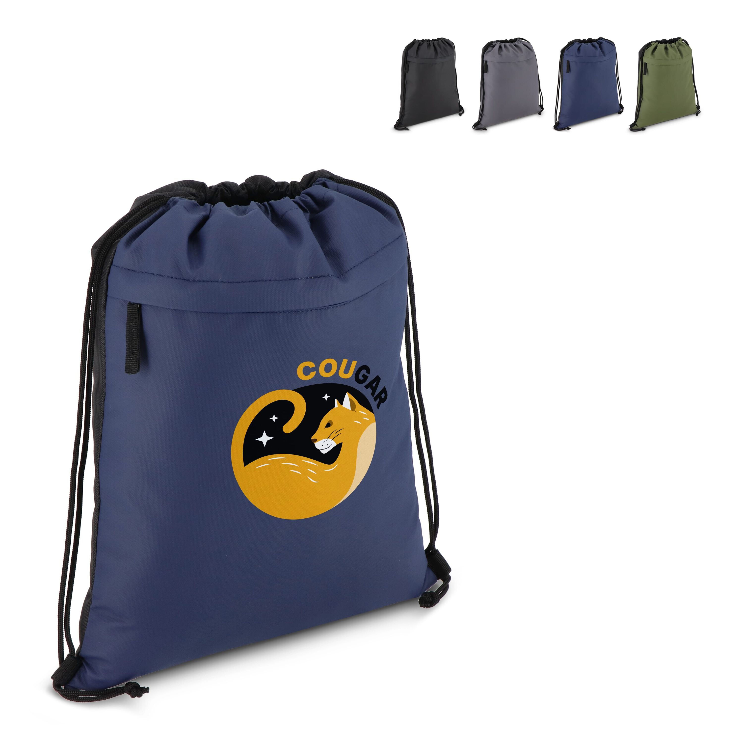 PU-beschichtete R-PET 600D Kordeltasche 33 x 42 cm - dunkelblau-953