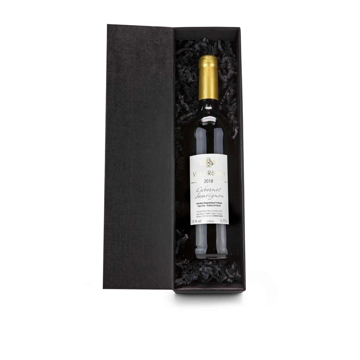 Geschenkset Rotwein im schwarzen Geschenkkarton-480
