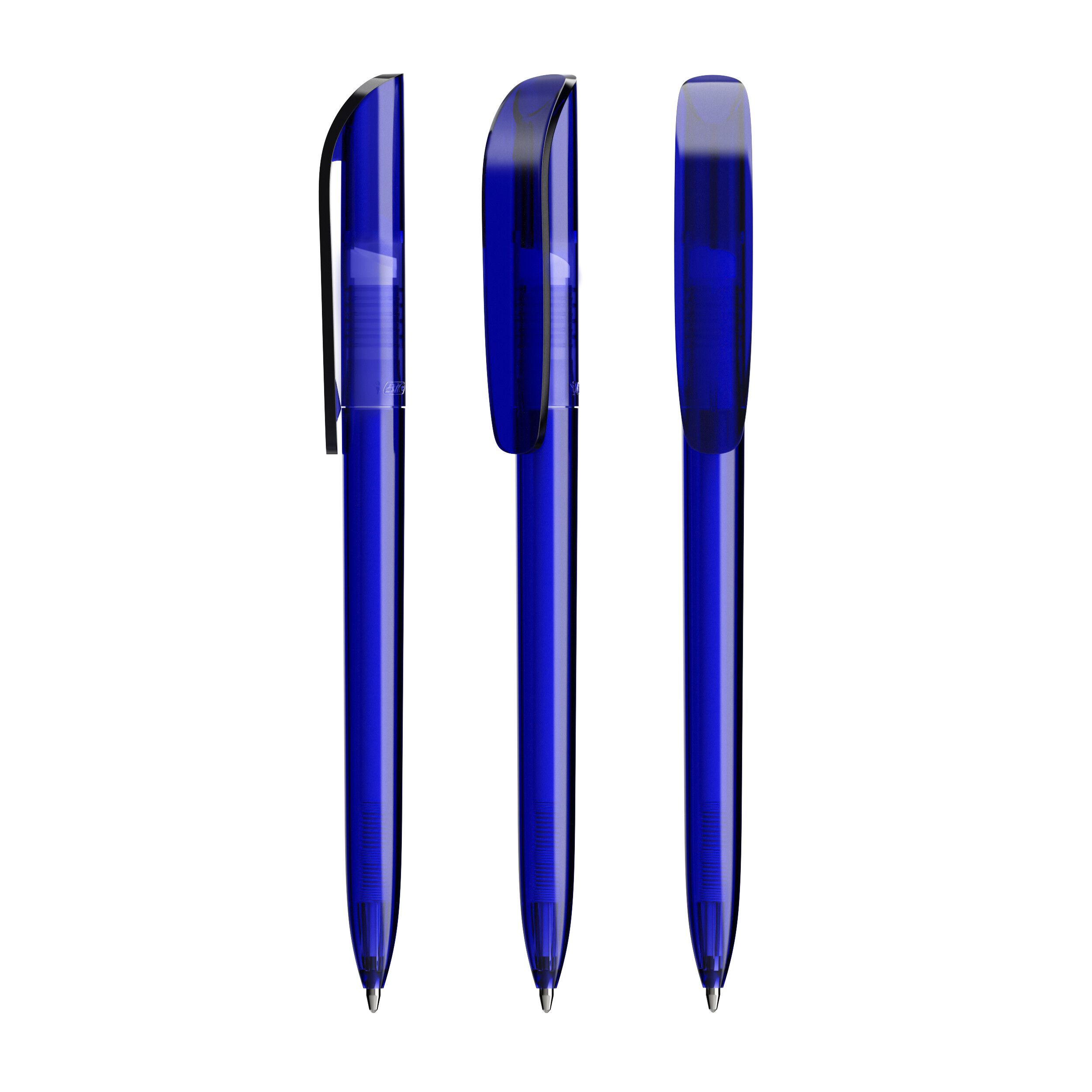 BIC® Super Clip Kugelschreiber, Mine blau - transparentes dunkelblau-744