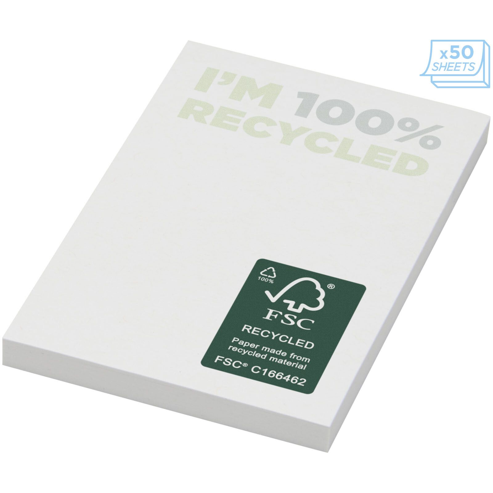 Sticky-Mate recycelte Haftnotizen 50 x 75 mm  - weiss-50