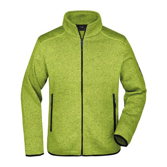 Men´s Knitted Fleece Jacket - royal melange - red-763