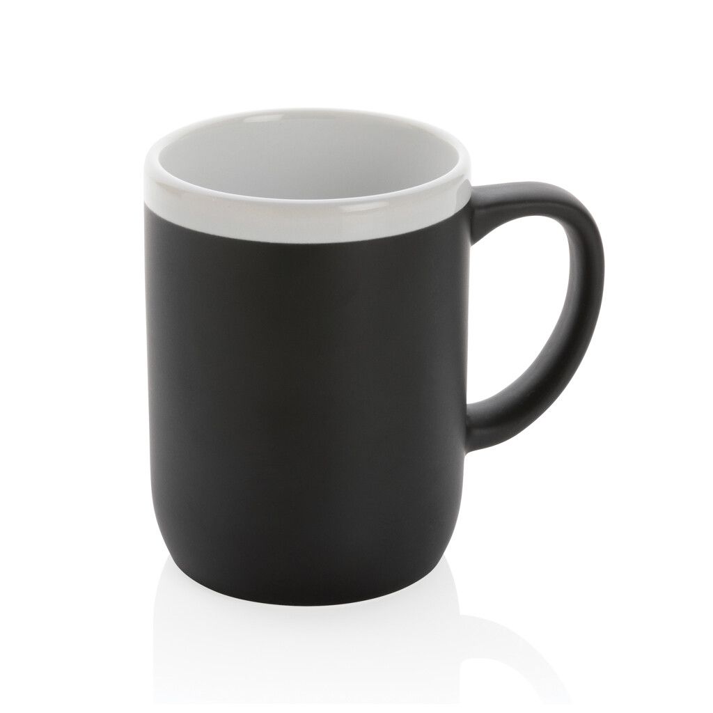 Keramiktasse mit weißem Rand, 300ml - schwarz-355