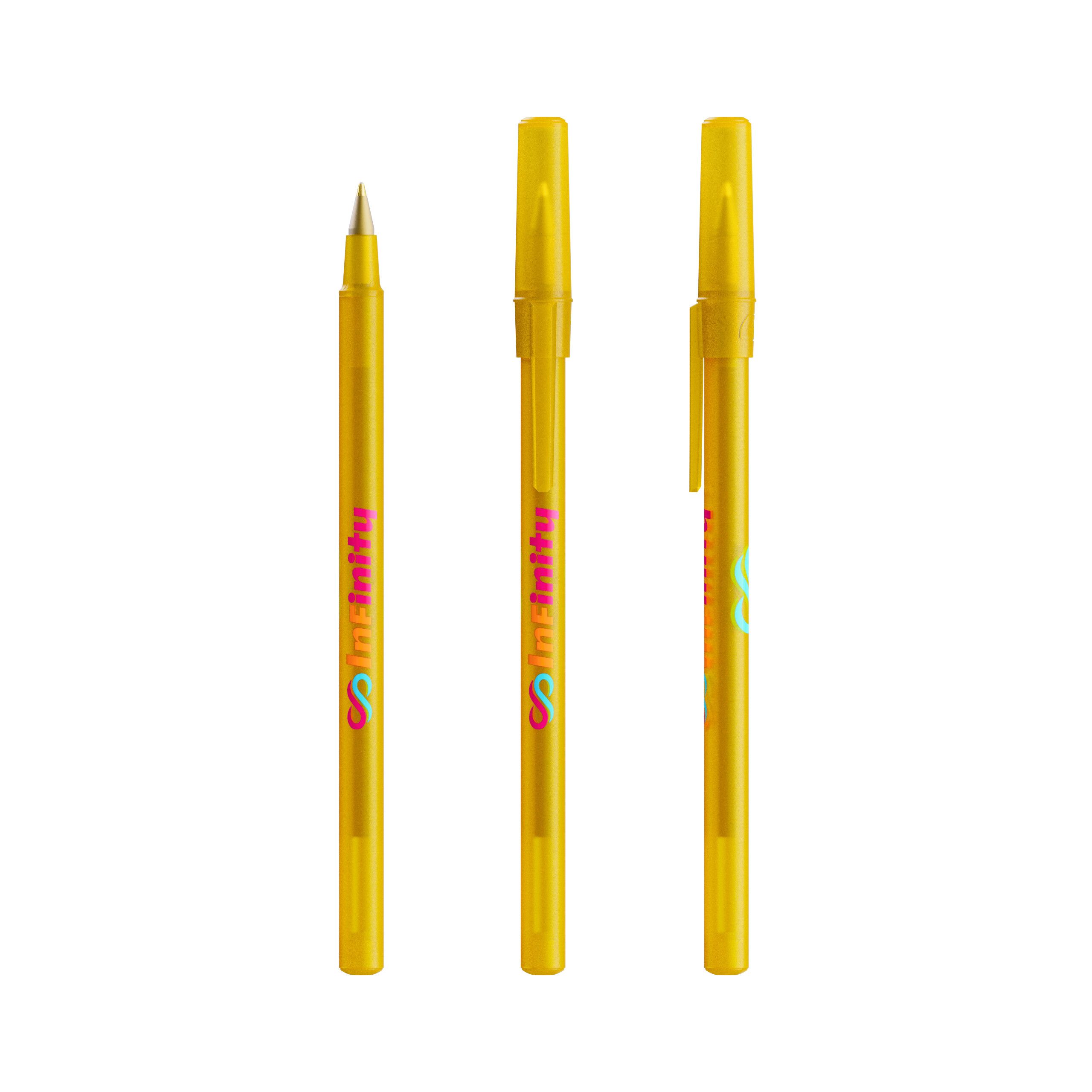 BIC® Round Stic® Kugelschreiber, Mine schwarz - gefrostetes gelb-687