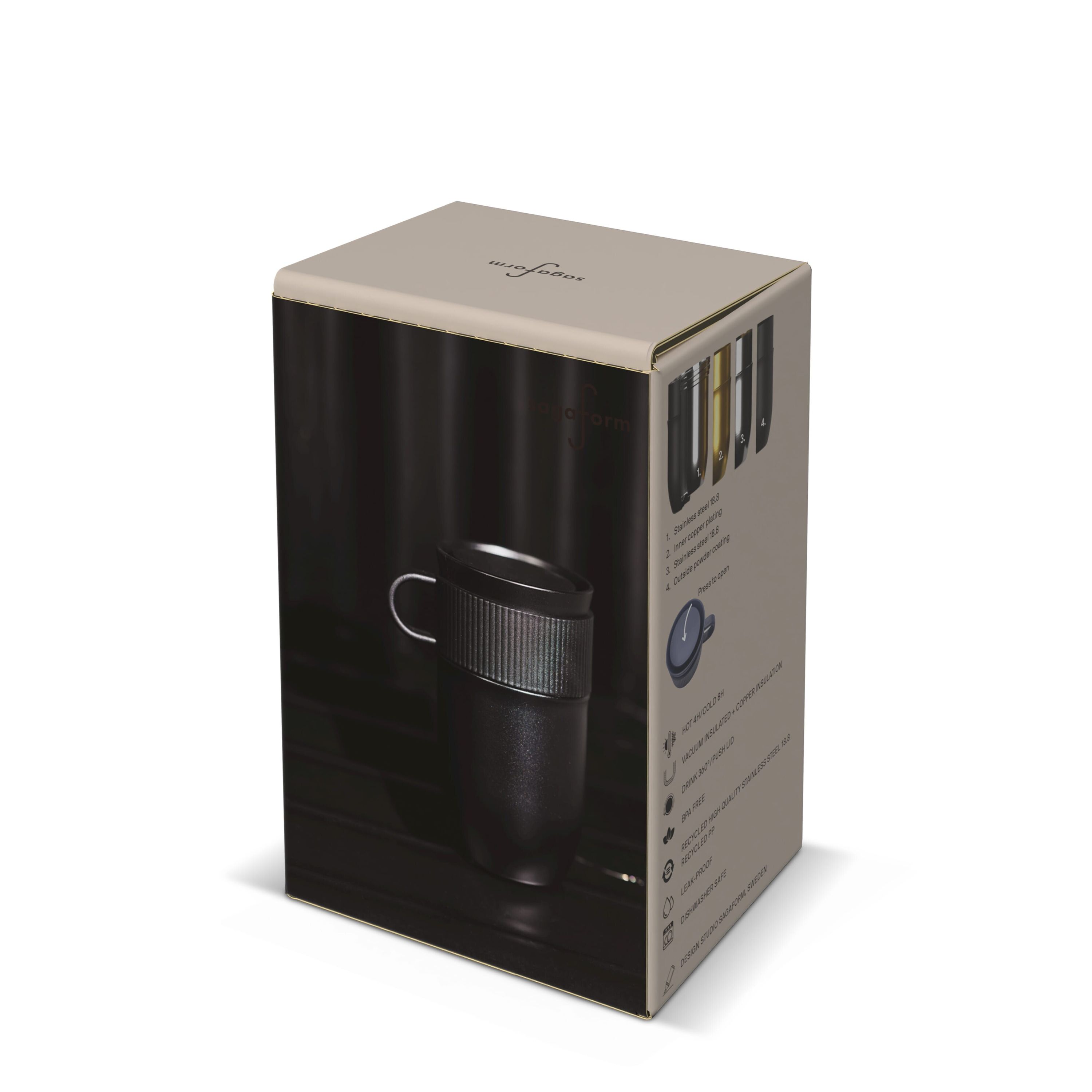 Sagaform Ted isolierter Becher, 280 ml auslaufsicher und spülmaschinenfest - schwarz-290