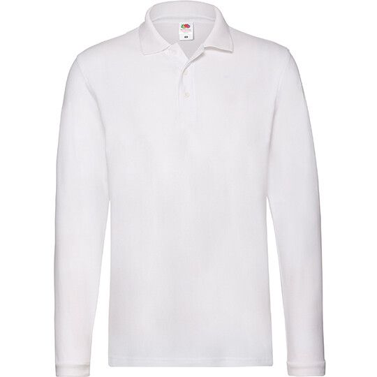 Premium Long Sleeve Polo - white-327
