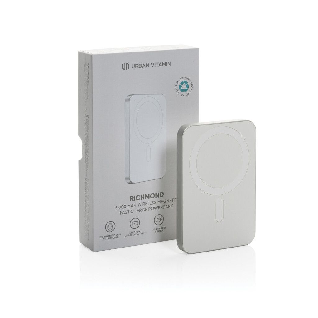 Urban Vitamin Richmond 5000mAh Powerbank aus RCS Plastik/Alu - silber-268