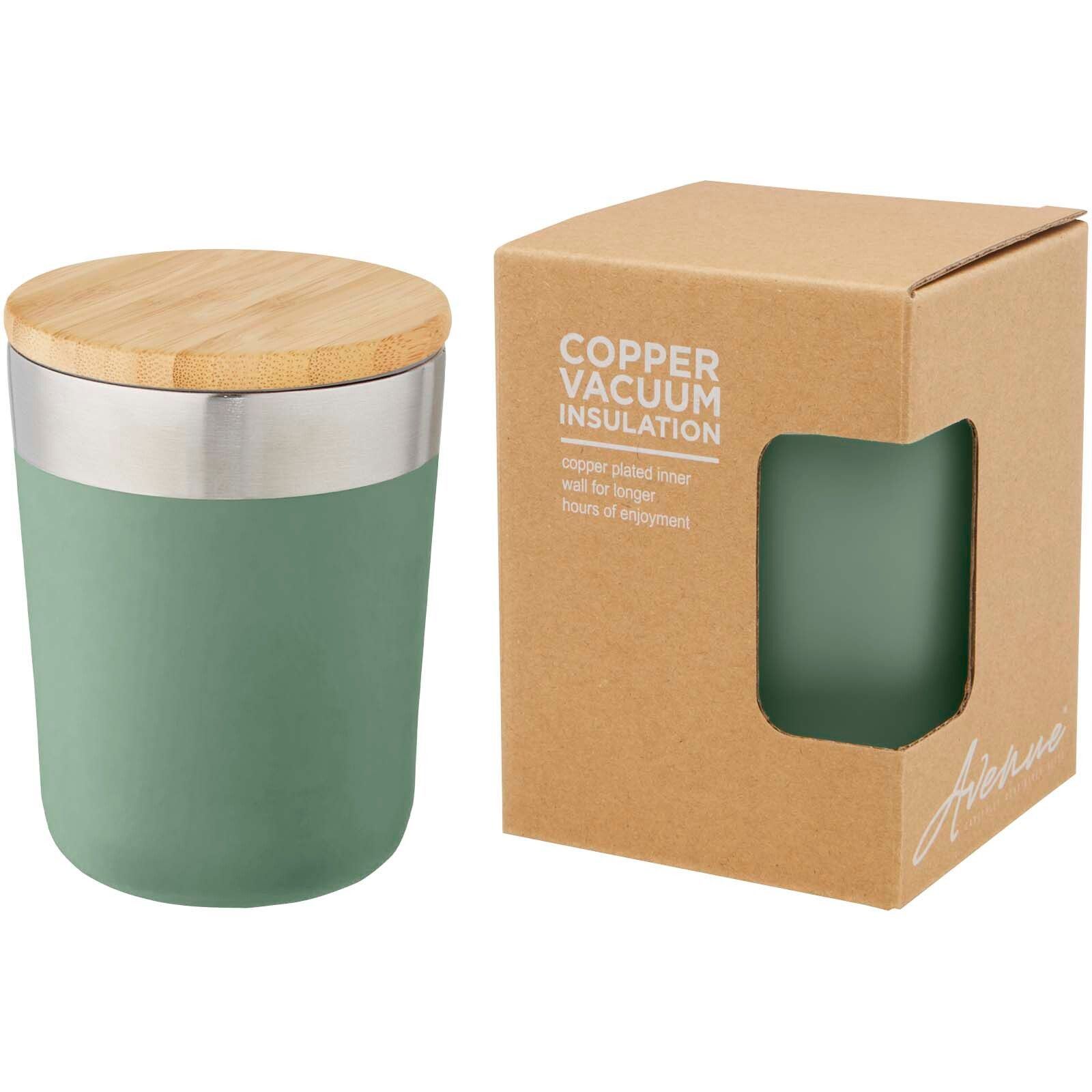 Lagan 330 ml Kupfer-Vakuum Isolierbecher mit Bambusdeckel - heather grün-420