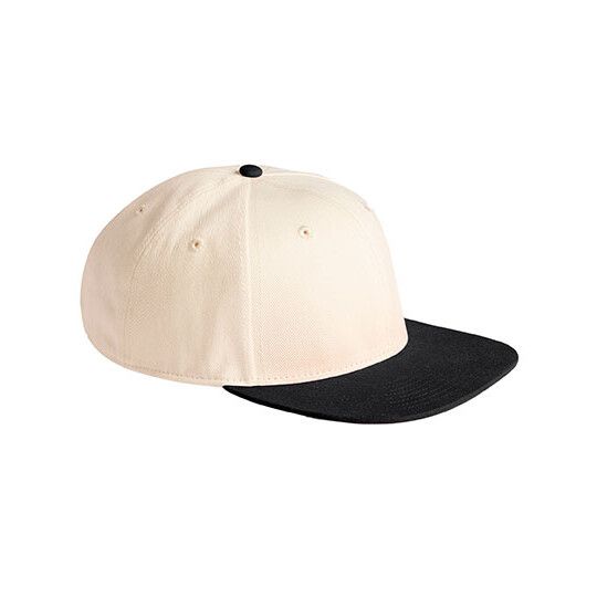 Contrast Flat Peak 6 Panel Cap - natural - black-608