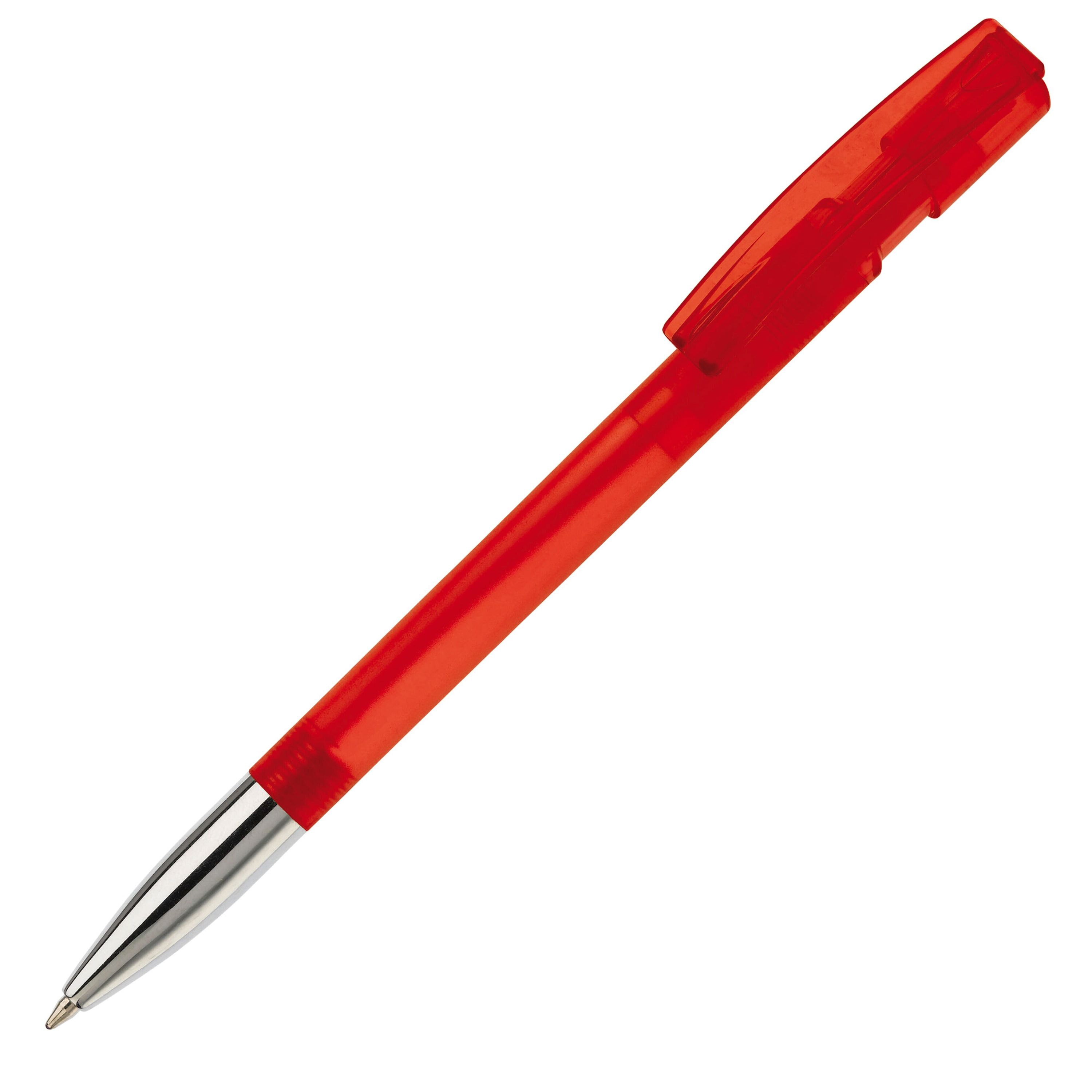 Kugelschreiber Nash Transparent mit Metallspitze - transparent  -  rot-365