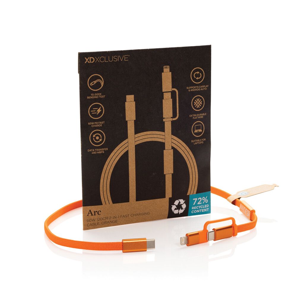 Arc RCS 60W 120cm 2-in-1 Schnellladekabel - orange-186