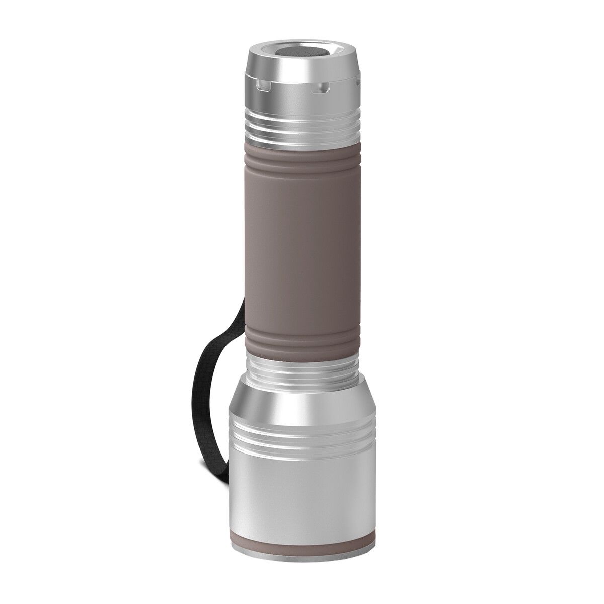 Taschenlampe myFLASH 700 mit Ring und Hülle - silber - braun - braun-759