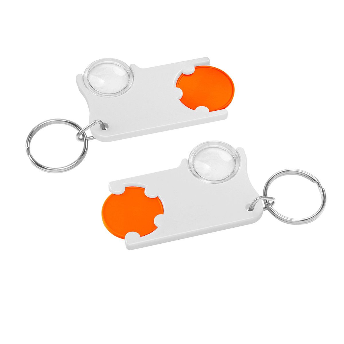 Chiphalter mit 1€-Chip und Lupe - orange, weiß-616