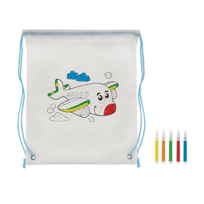 Gestaltbarer Kordelzugbeutel CARRYDRAW - babyblau-7
