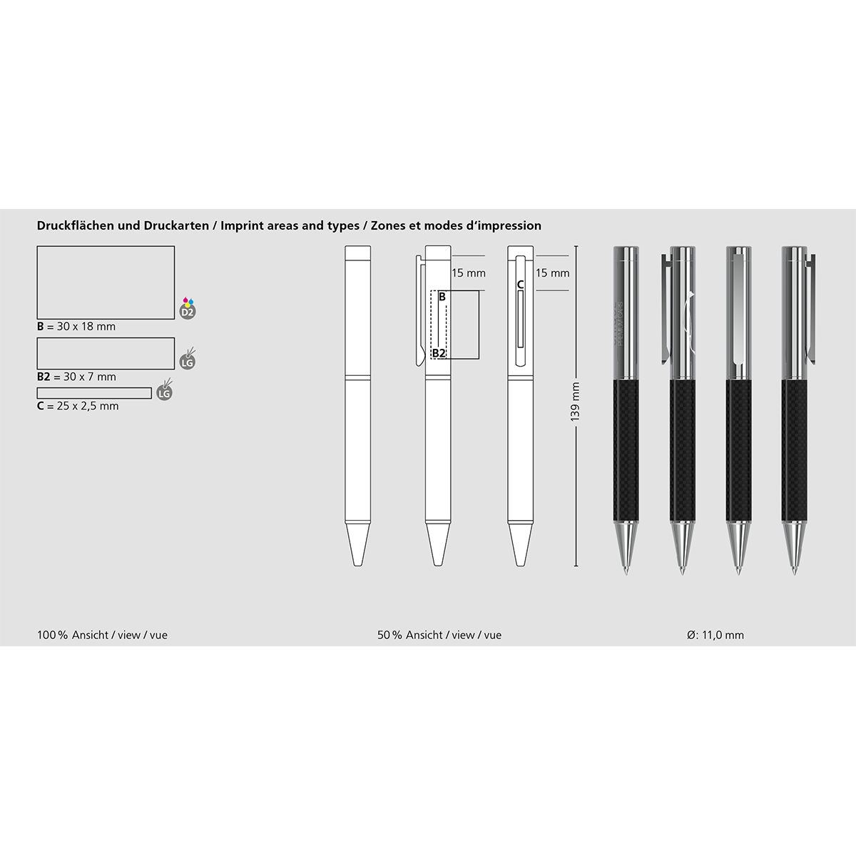 Drehkugelschreiber Unique carbon MMc - Carbon-275