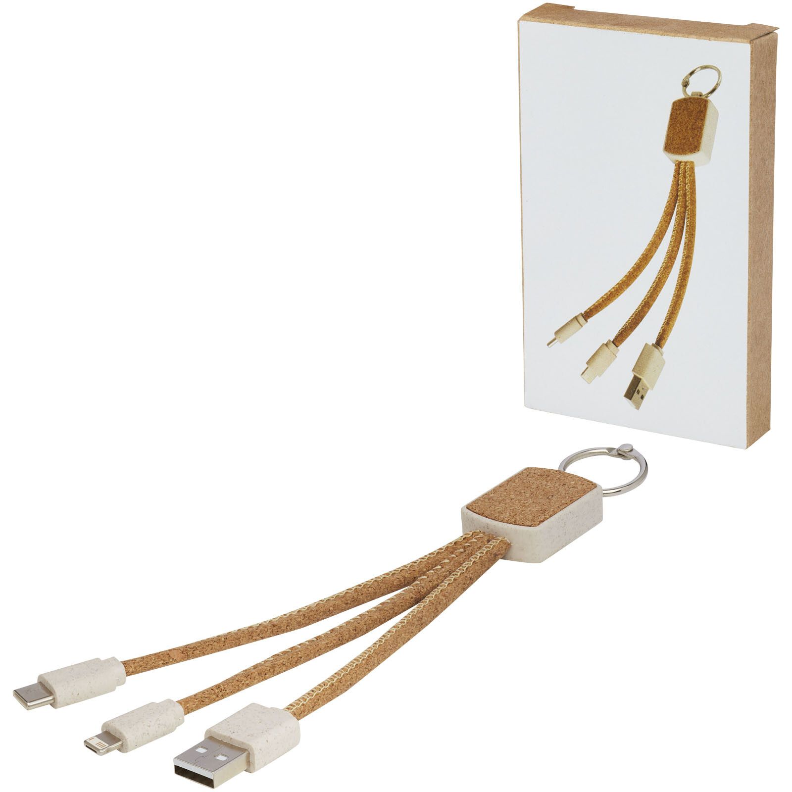 Bates Weizenstroh und Kork 3-in-1 Ladekabel - natur-385