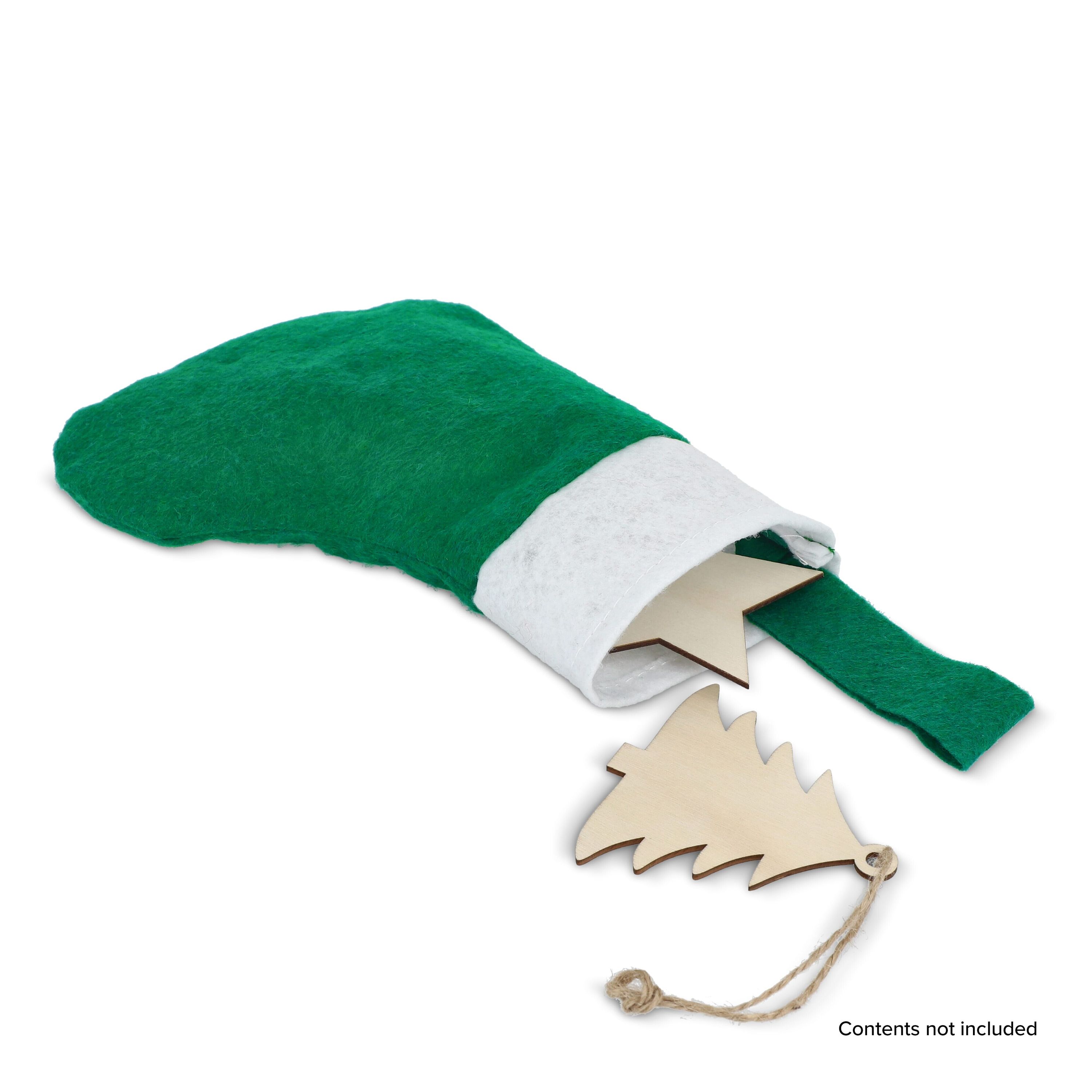 Filz-Weihnachtsstrumpf 20 cm - weiss  -  grün-801