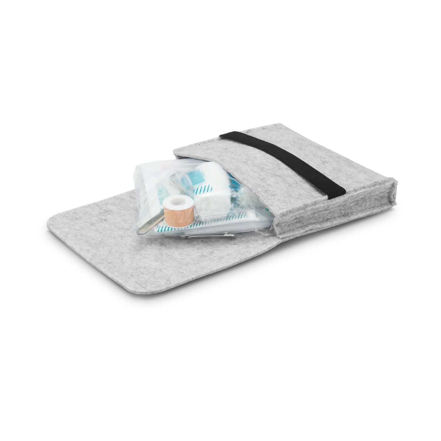 First Aid Kit in grauer Filztasche - Erste Hilfe Set, 12-teilig, deutsche Markenware - grau-534