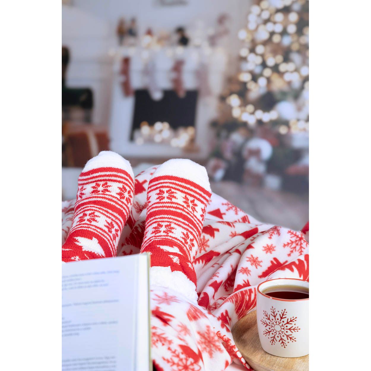 Norsokkar Weihnachtshausschuhsocken - rot-152