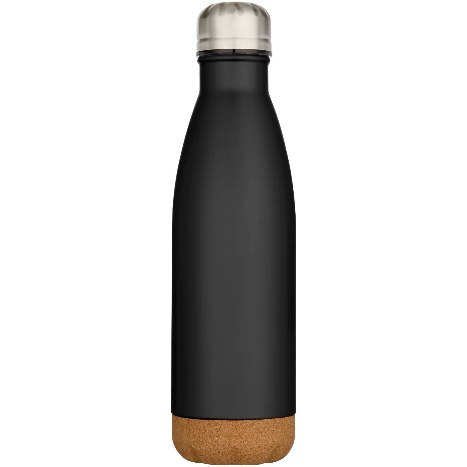 Cove 500 ml doppelwandige, vakuumisolierte Trinkflasche aus Edelstahl mit Korkdetails - schwarz-307