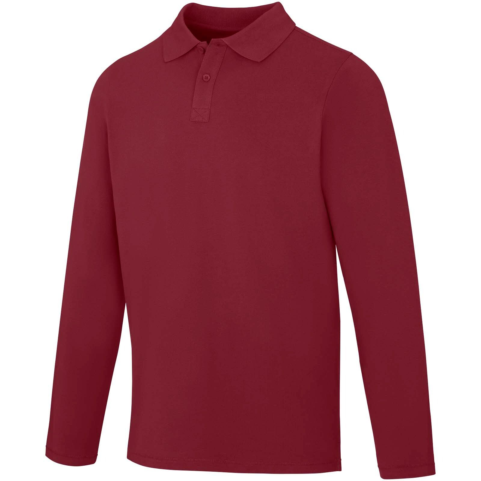 Calgary 180 g/m² Langarm Poloshirt für Herren - tiefes burgunderrot-378