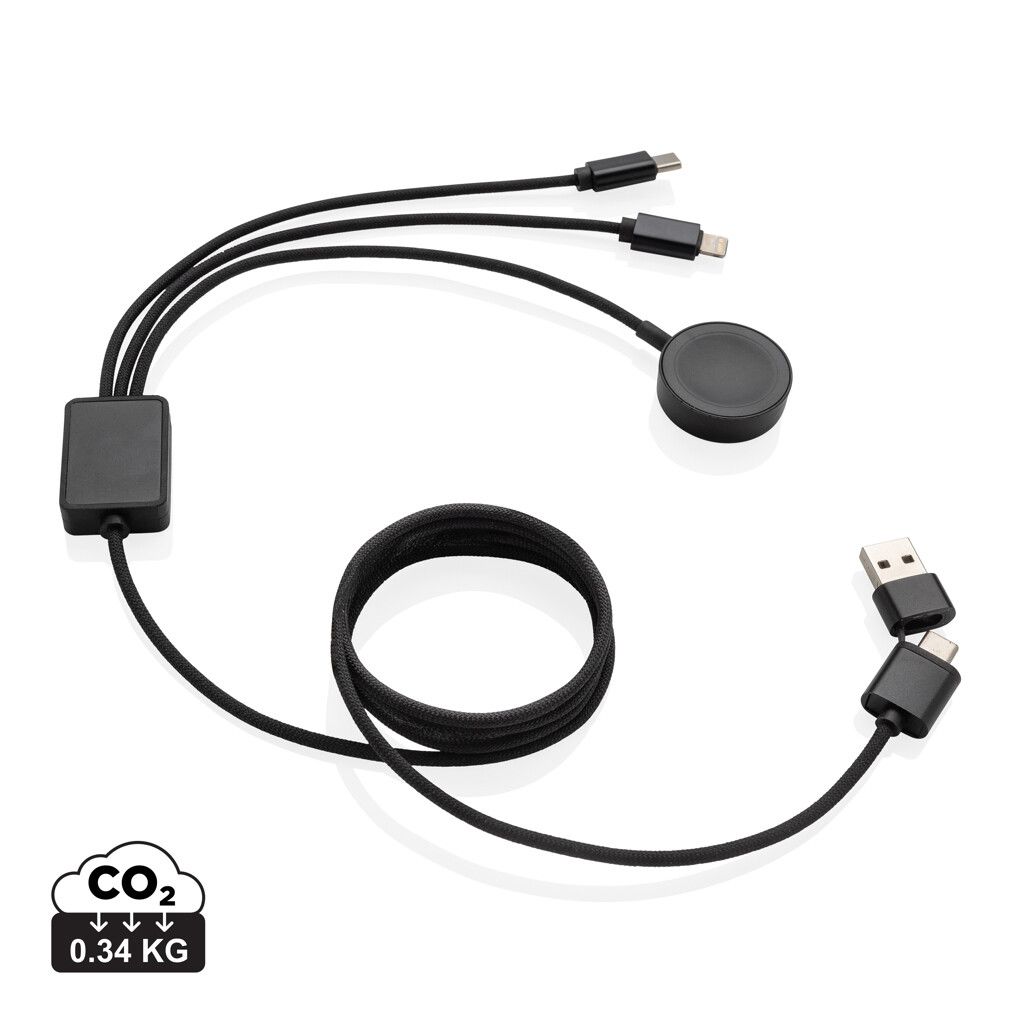 Terra RCS rPET 6-in-1-Ladekabel mit Uhrenladegerät - grau-252