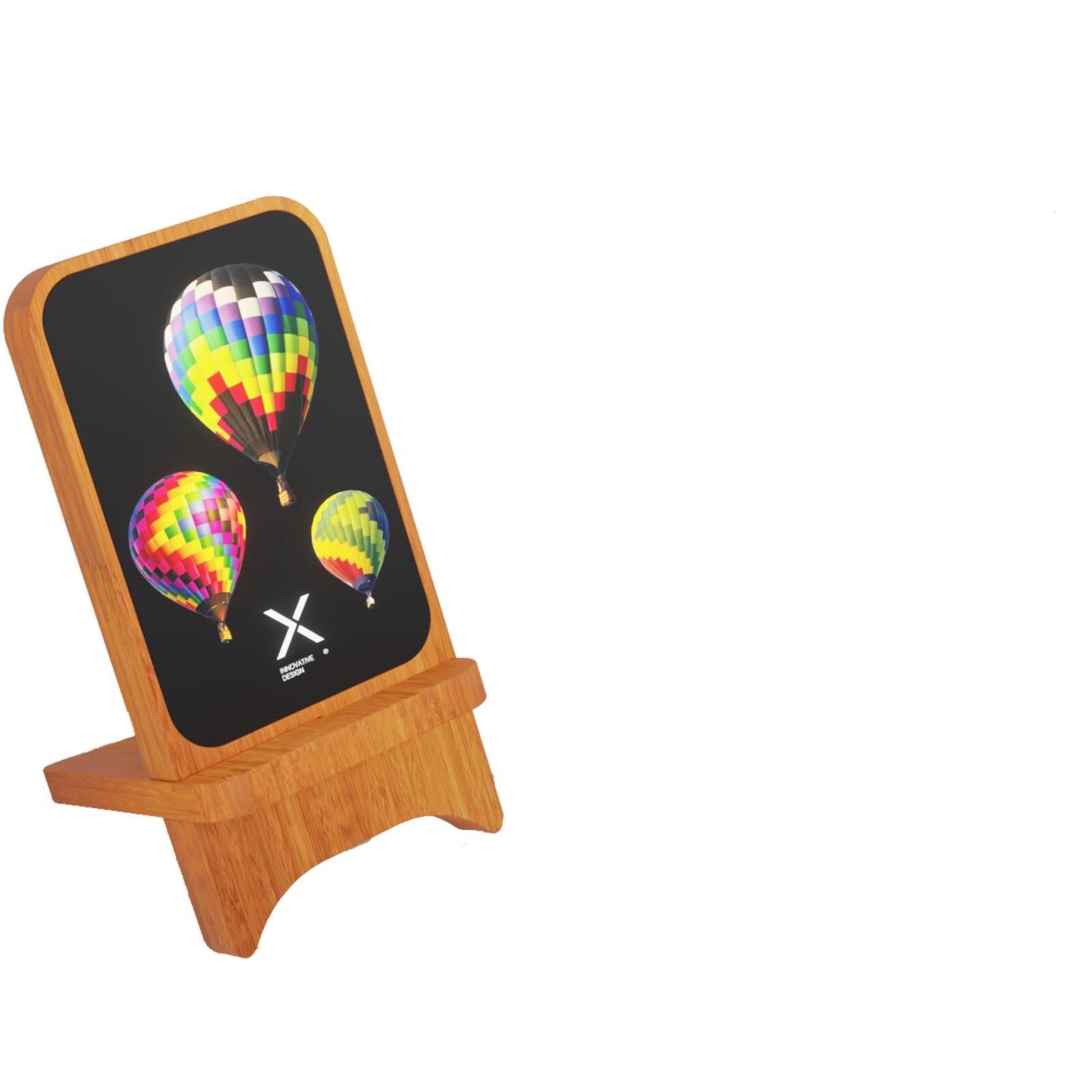 SCX.design W16 kabelloser 15-Watt-Ladeständer aus Holz mit Leuchtlogo - holz-1000