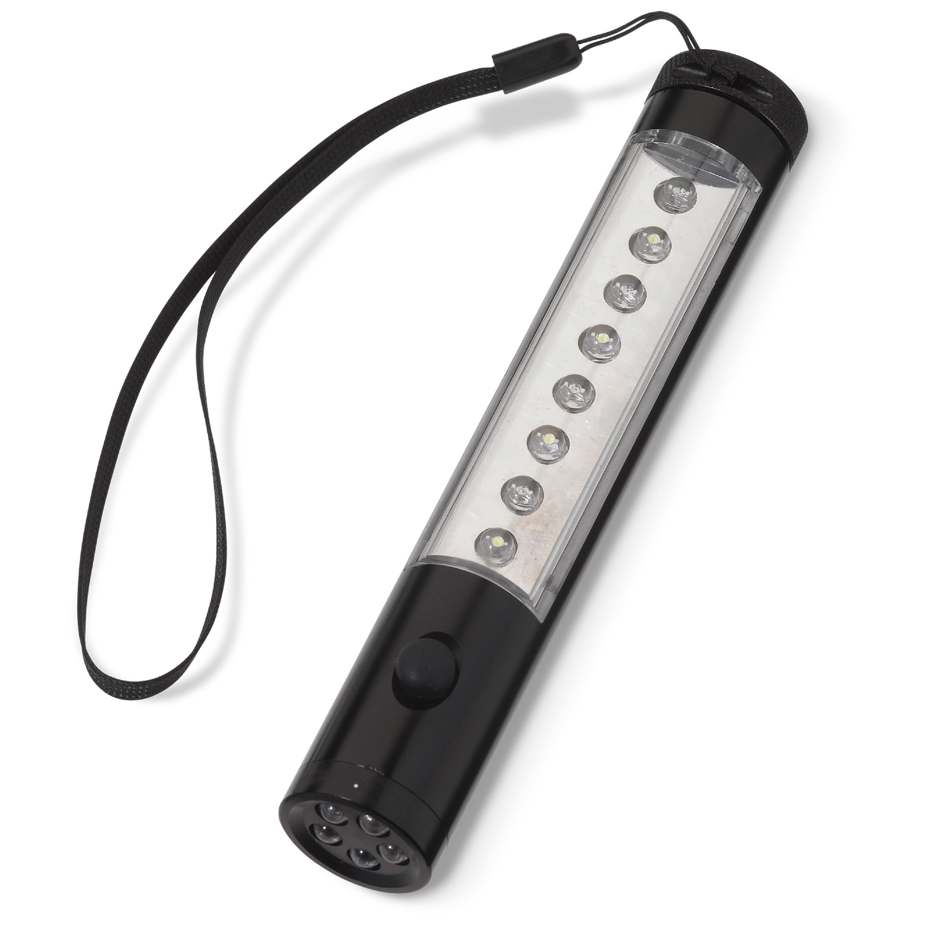 Aluminium Taschenlampe mit Magnet, 5+8 LED´s - schwarz-642