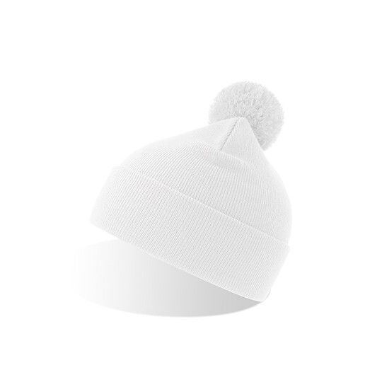Wind-S Beanie with Pompom - white-125