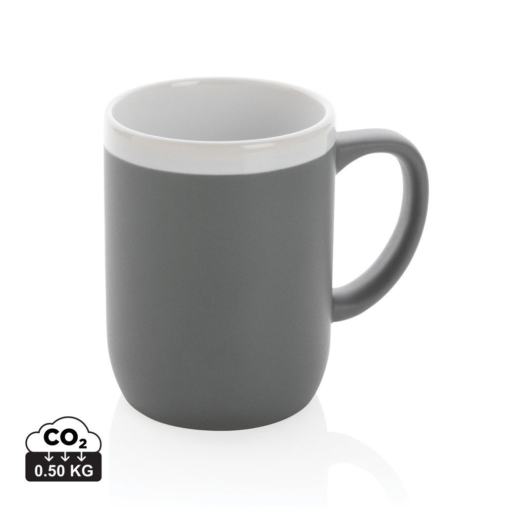 Keramiktasse mit weißem Rand, 300ml - grau-383