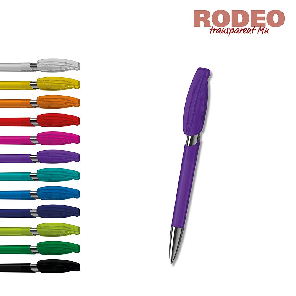 Druckkugelschreiber Rodeo transparent Mn - rot transparent-914