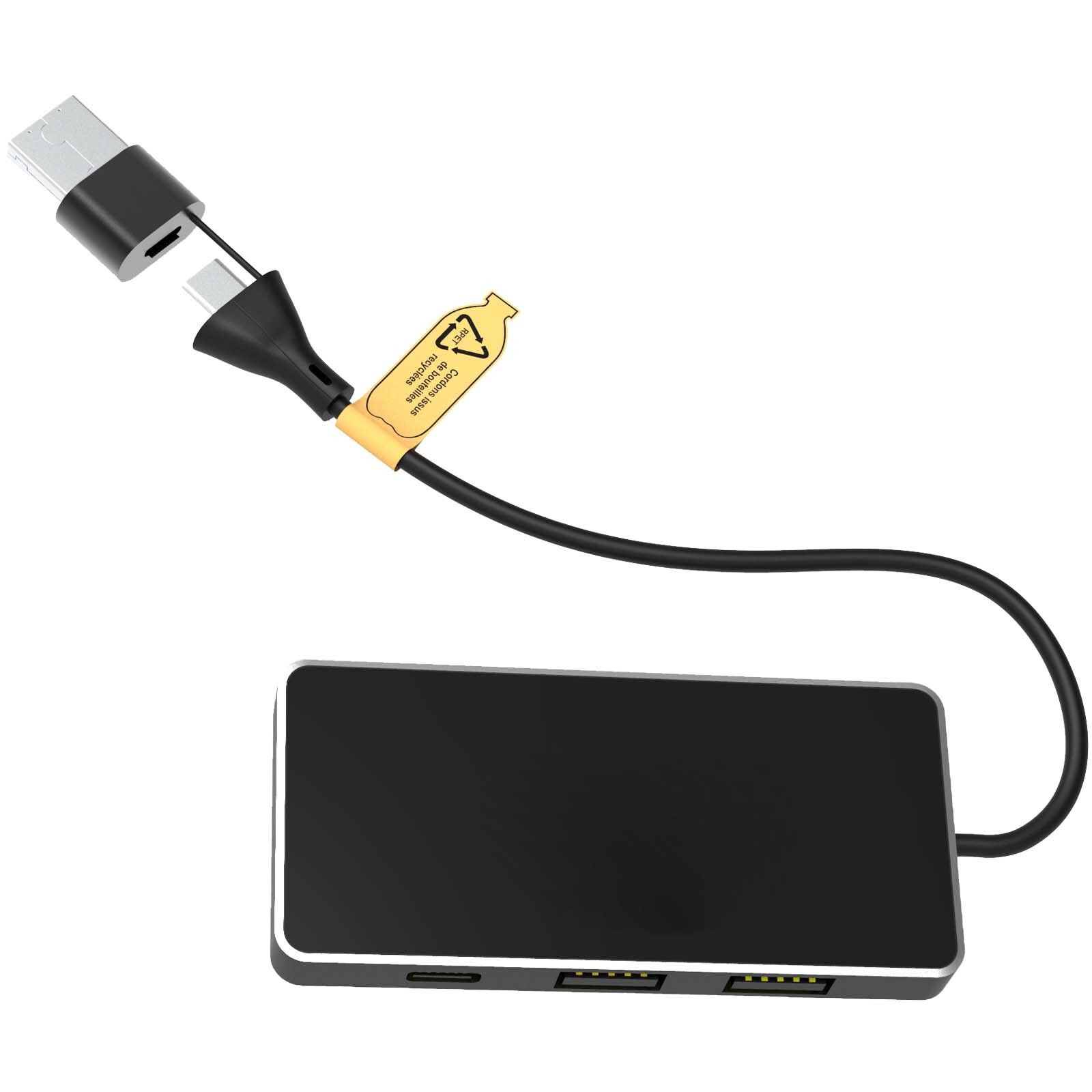 SCX.design H20 8-in-1 USB-Hub mit dualem Eingang und 6 Ports und Leuchtlogo - schwarz-568