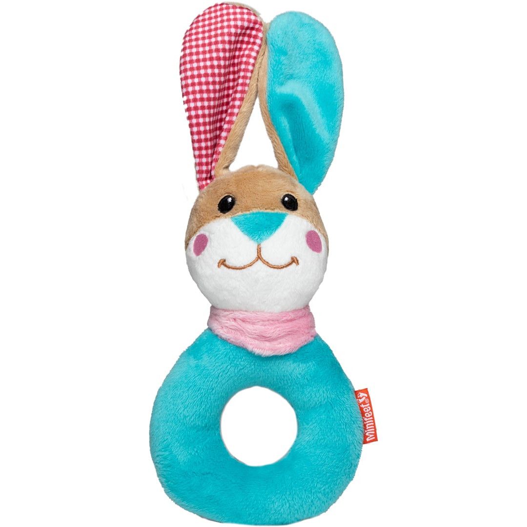 MiniFeet® Greifling Hase, rund mit Rassel - bunt-594