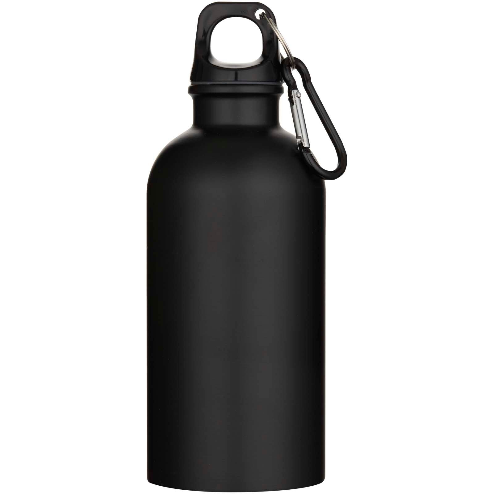 Oregon 400 ml matte RCS-zertifizierte einwandige Trinkflasche aus recyceltem Edelstahl mit Karabinerhaken - schwarz-637