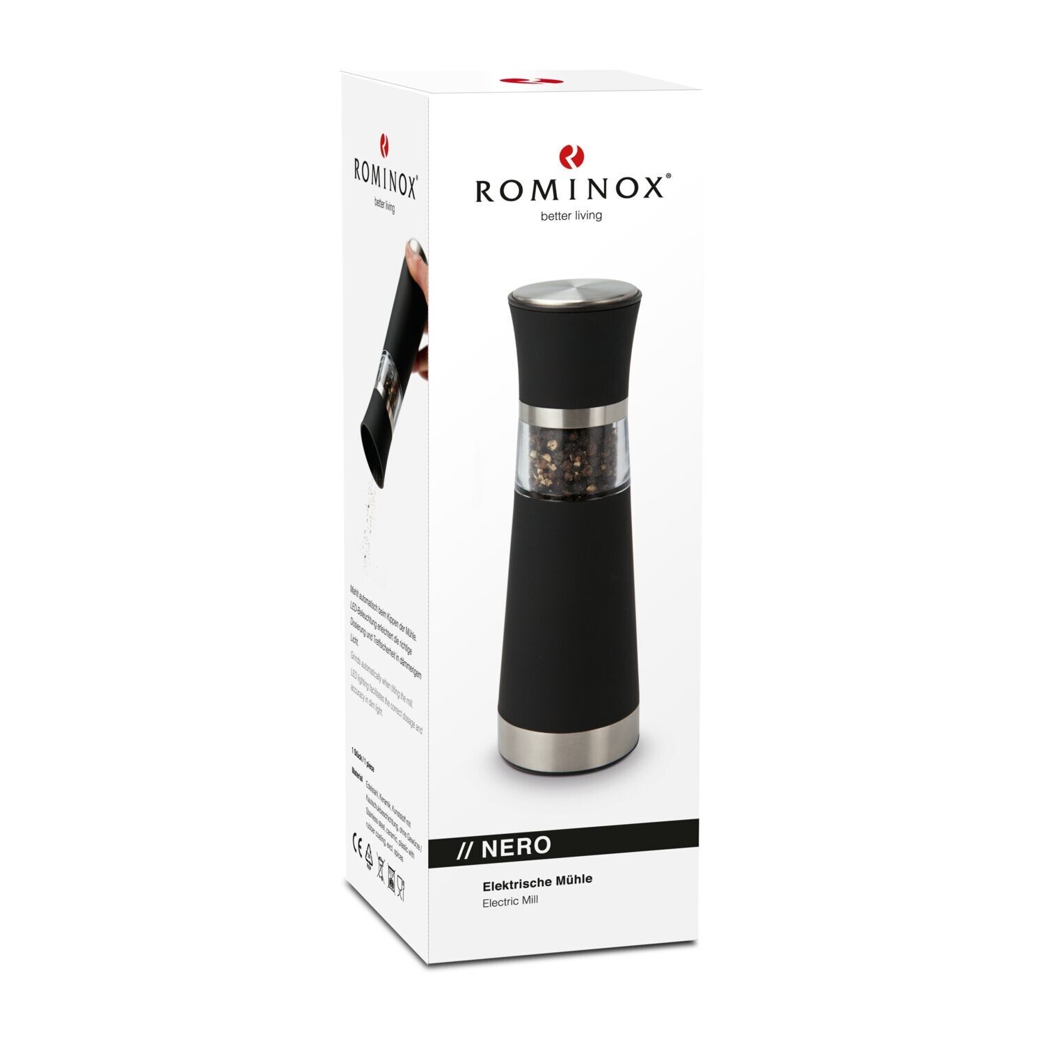 ROMINOX® Elektrische Gewürzmühle Nero, mit Kippsensor-427