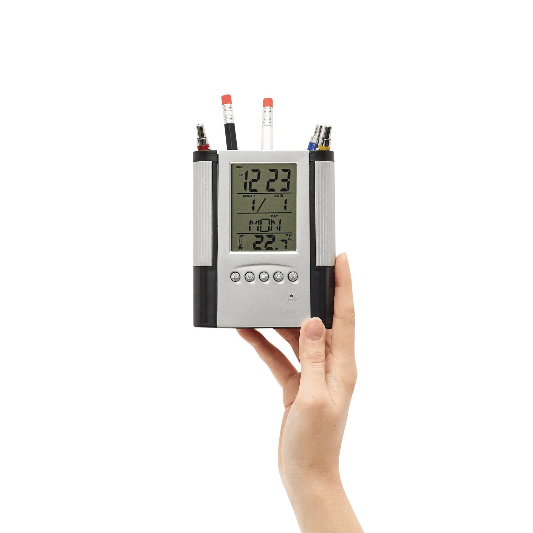 LCD-Wecker BUTLER - schwarz - silber-761