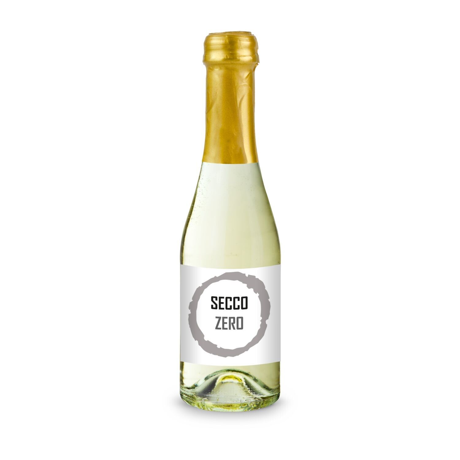 Secco ZERO - Schäumendes Getränk aus alkoholfreiem Wein - Flasche klar, 0,2 l - Kapselfarbe Gold-431